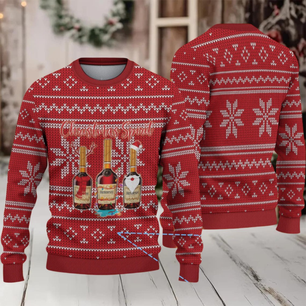 Crimson Red Fair Isle Snowflake Hennessy “Christmas Spirit” Ugly Christmas Sweater Crimson Red Fair Isle Snowflake Hennessy “Christmas Spirit” Ugly Christmas Sweater