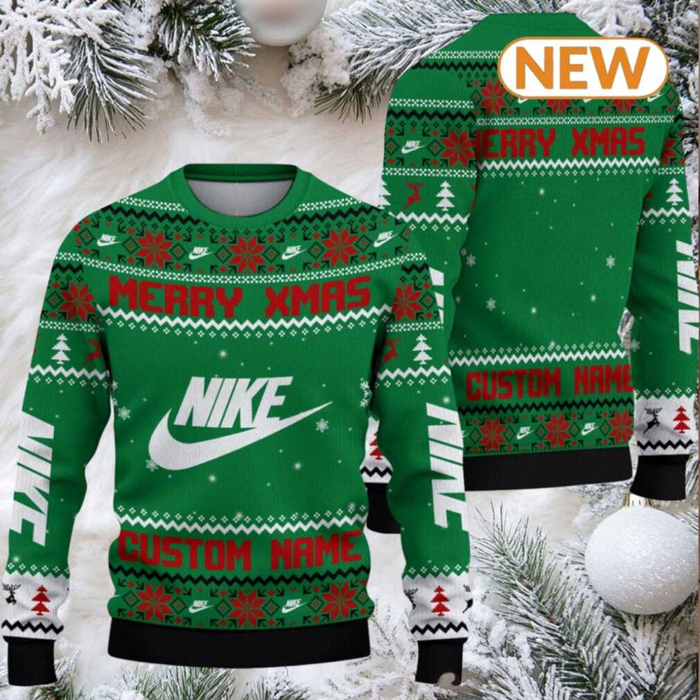Custom Merry Xmas Nike Green Ugly Sweater