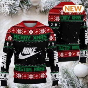 Custom Merry Xmas Nike Red Ugly Sweater