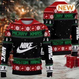 Custom Merry Xmas Nike Red Ugly Sweater