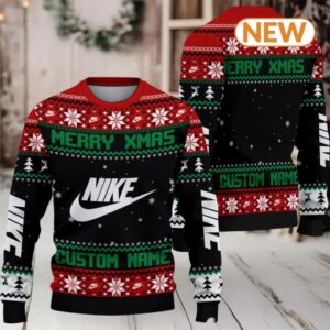 Custom Merry Xmas Nike Red Ugly Sweater