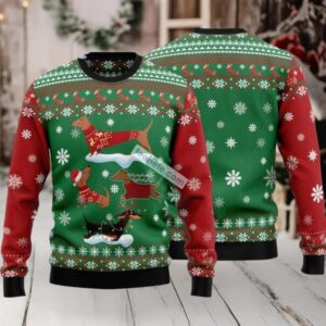 Dachshund Family Ugly Christmas Sweater Green Crazy Dachshund Family Ugly Christmas Sweater Green Crazy