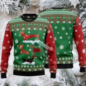 Dachshund Family Ugly Christmas Sweater Green Crazy