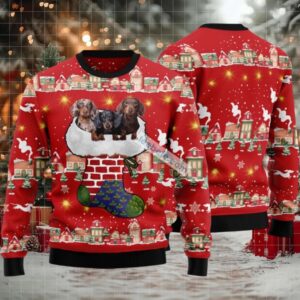 Dachshund Light Up Ugly Christmas Sweater Mens Red In Stock