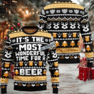 Dad Time For A Beer Ugly Christmas Sweaters Family