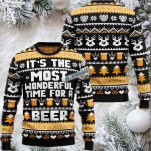 Dad Time For A Beer Ugly Christmas Sweaters Family