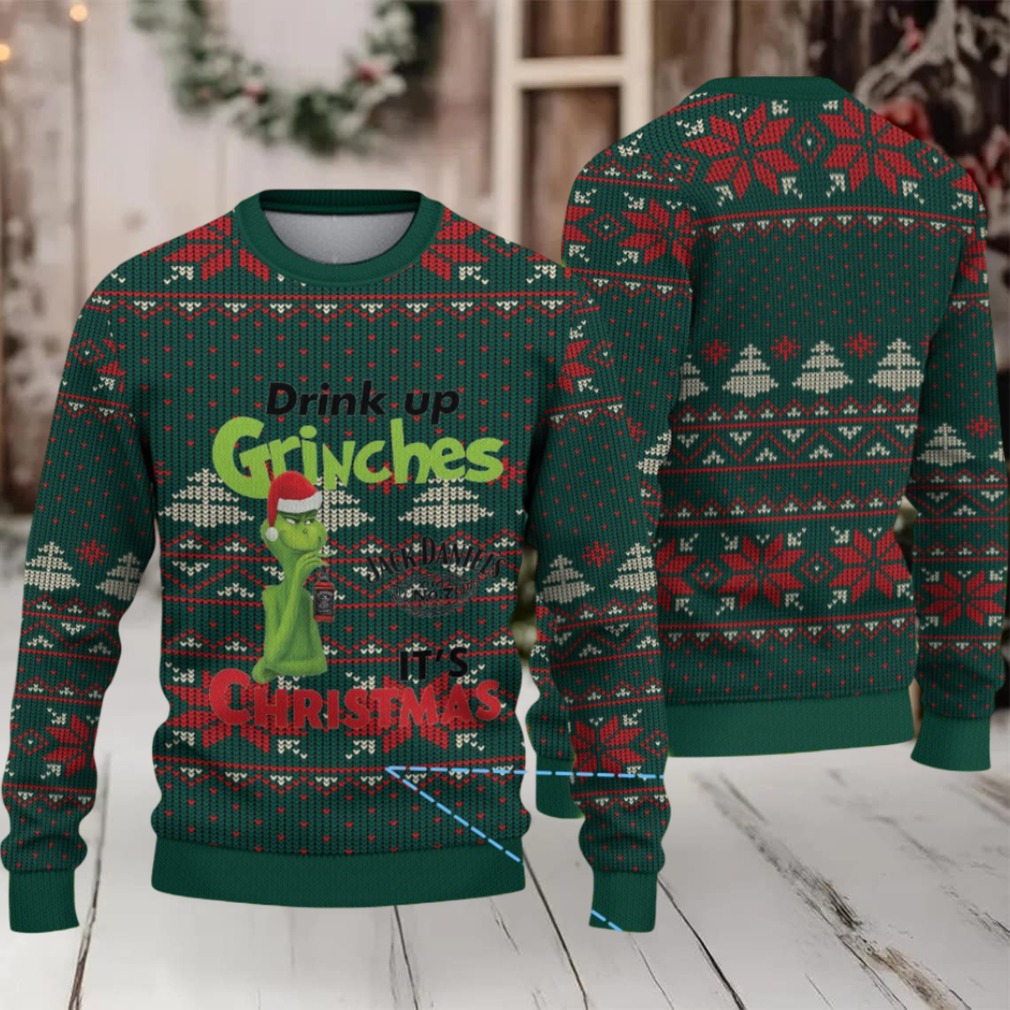 Dark Green Fair Isle Ugly Christmas Sweater Jack Daniel’s Whiskey with Grinch Snowflake Pattern Dark Green Fair Isle Ugly Christmas Sweater Jack Daniel’s Whiskey with Grinch Snowflake Pattern