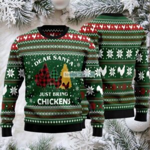 Dear Santa Just Bring Chickens Ugly Christmas Sweater Green Cute