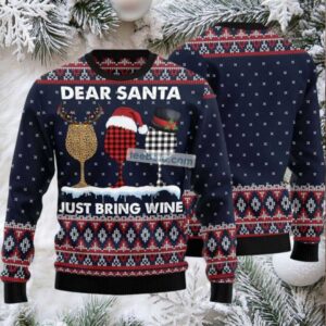 Dear Santa Just Bring Wine Ugly Christmas Sweater Big And Tall