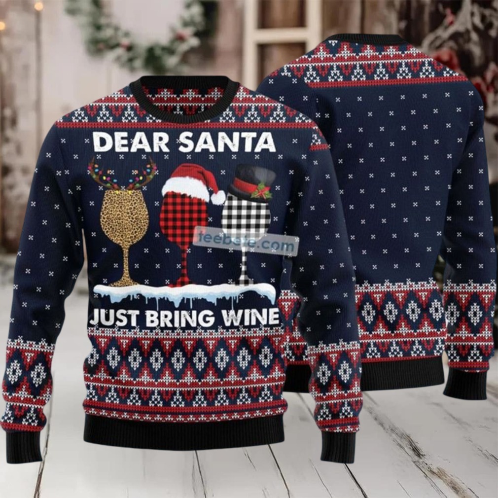 Dear Santa Just Bring Wine Ugly Christmas Sweater Big And Tall secondary image