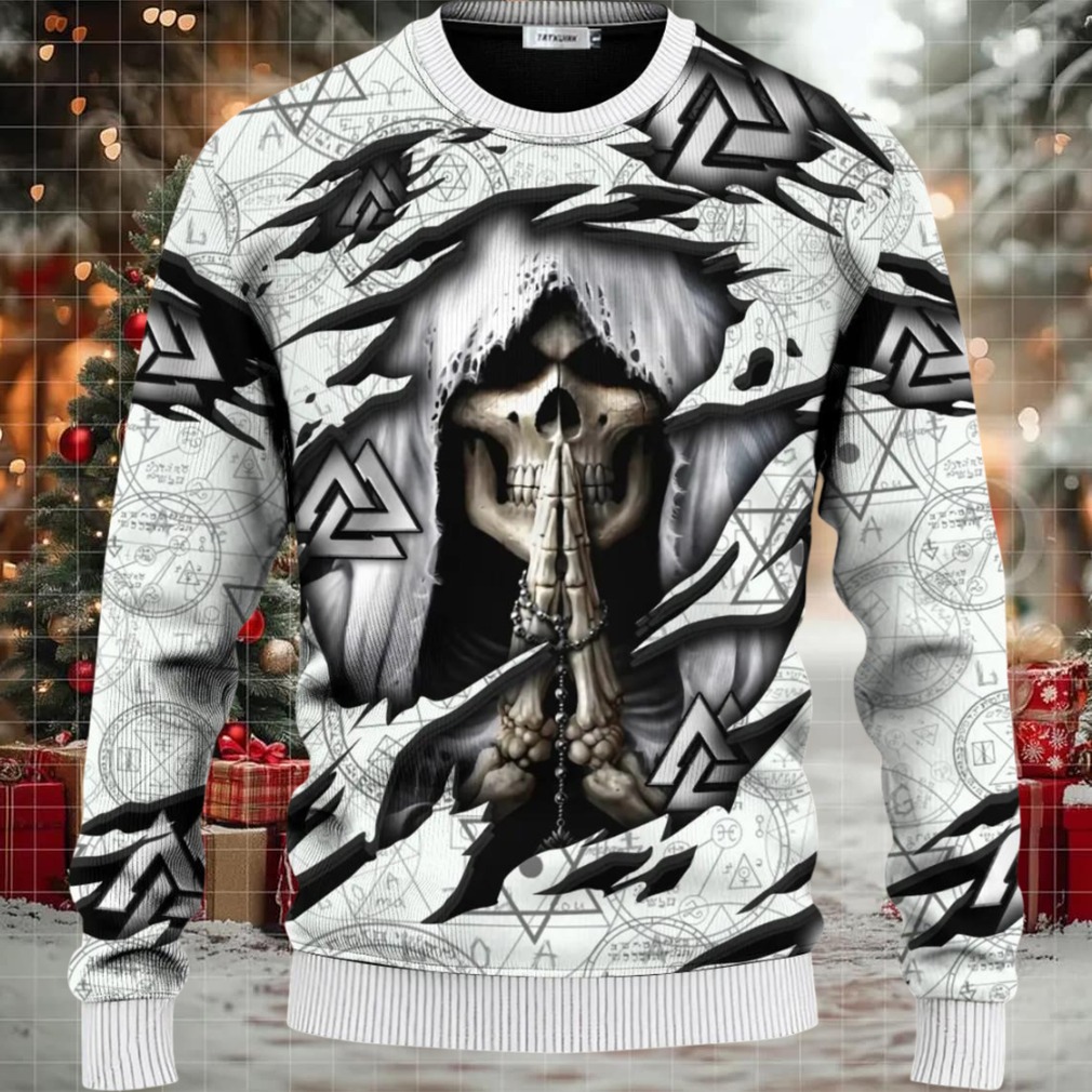 Death Inside Me Valknut Pattern Skull Ugly Christmas Sweater Death Inside Me Valknut Pattern Skull Ugly Christmas Sweater
