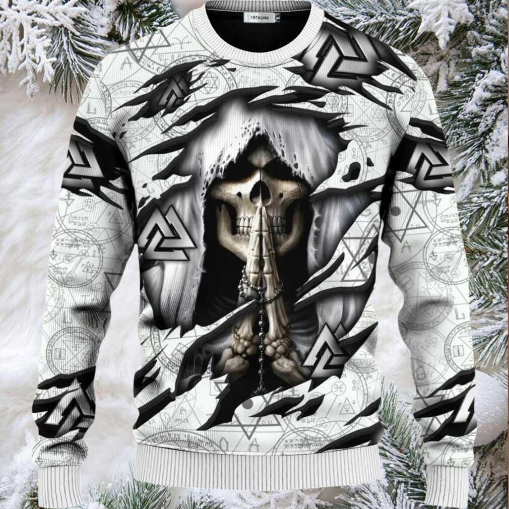 Death Inside Me Valknut Pattern Skull Ugly Christmas Sweater Death Inside Me Valknut Pattern Skull Ugly Christmas Sweater