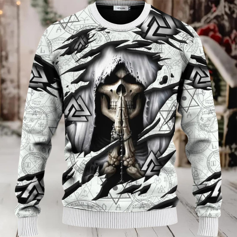 Death Inside Me Valknut Pattern Skull Ugly Christmas Sweater Death Inside Me Valknut Pattern Skull Ugly Christmas Sweater