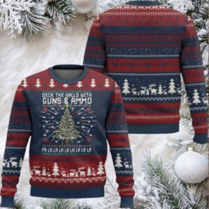 Deck The Halls With Guns And Ammo Ugly Christmas Sweater