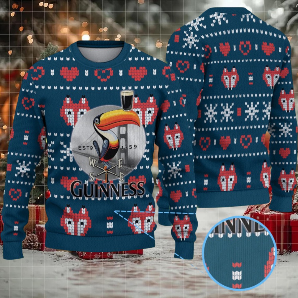 Deep Teal Fox & Heart Fair Isle Guinness Toucan Ugly Christmas Sweater Deep Teal Fox & Heart Fair Isle Guinness Toucan Ugly Christmas Sweater