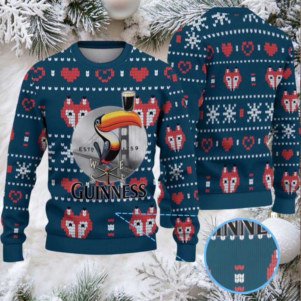 Deep Teal Fox & Heart Fair Isle Guinness Toucan Ugly Christmas Sweater Deep Teal Fox & Heart Fair Isle Guinness Toucan Ugly Christmas Sweater