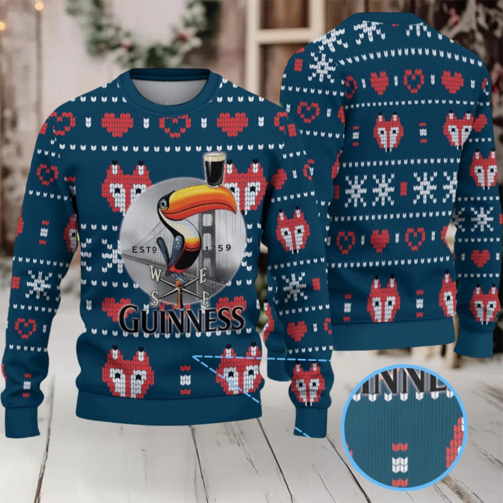 Deep Teal Fox & Heart Fair Isle Guinness Toucan Ugly Christmas Sweater Deep Teal Fox & Heart Fair Isle Guinness Toucan Ugly Christmas Sweater