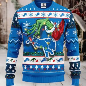 Detroit Lions Grinch Ugly Christmas Sweater, Grinch Xmas Sweater