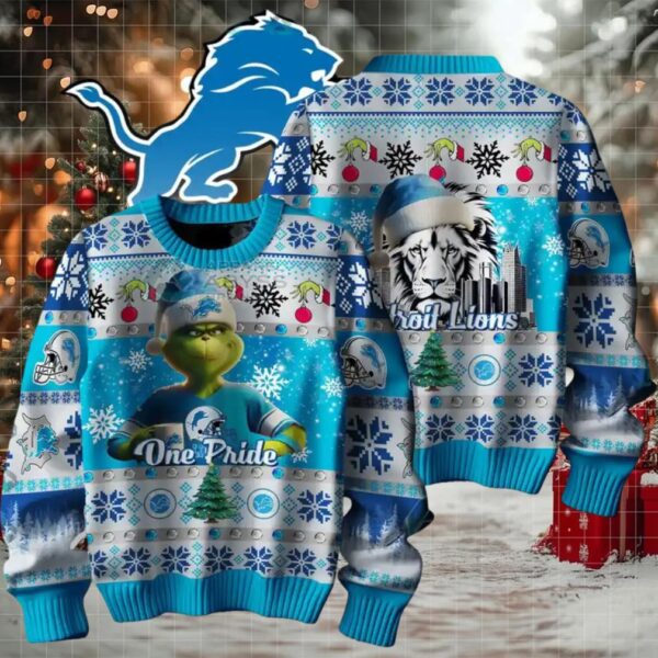 Detroit Lions Grinch Ugly Christmas Sweater