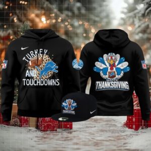 Detroit Lions Thanksgiving Game 2025 Turkey And Touchdowns Hoodie T Shirt