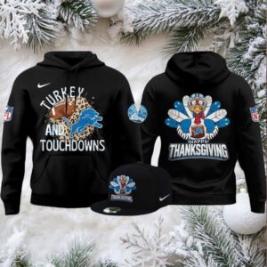 Detroit Lions Thanksgiving Game 2025 Turkey And Touchdowns Hoodie T Shirt