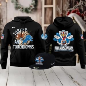 Detroit Lions Thanksgiving Game 2025 Turkey And Touchdowns Hoodie T Shirt