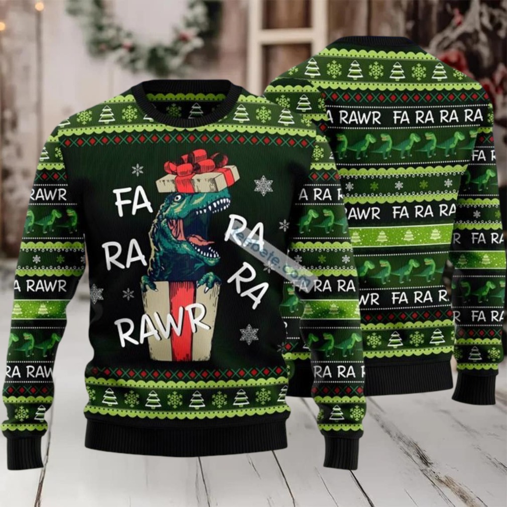 Dinosaur Gift Farararawr Ugly Christmas Sweater Big And Tall Green