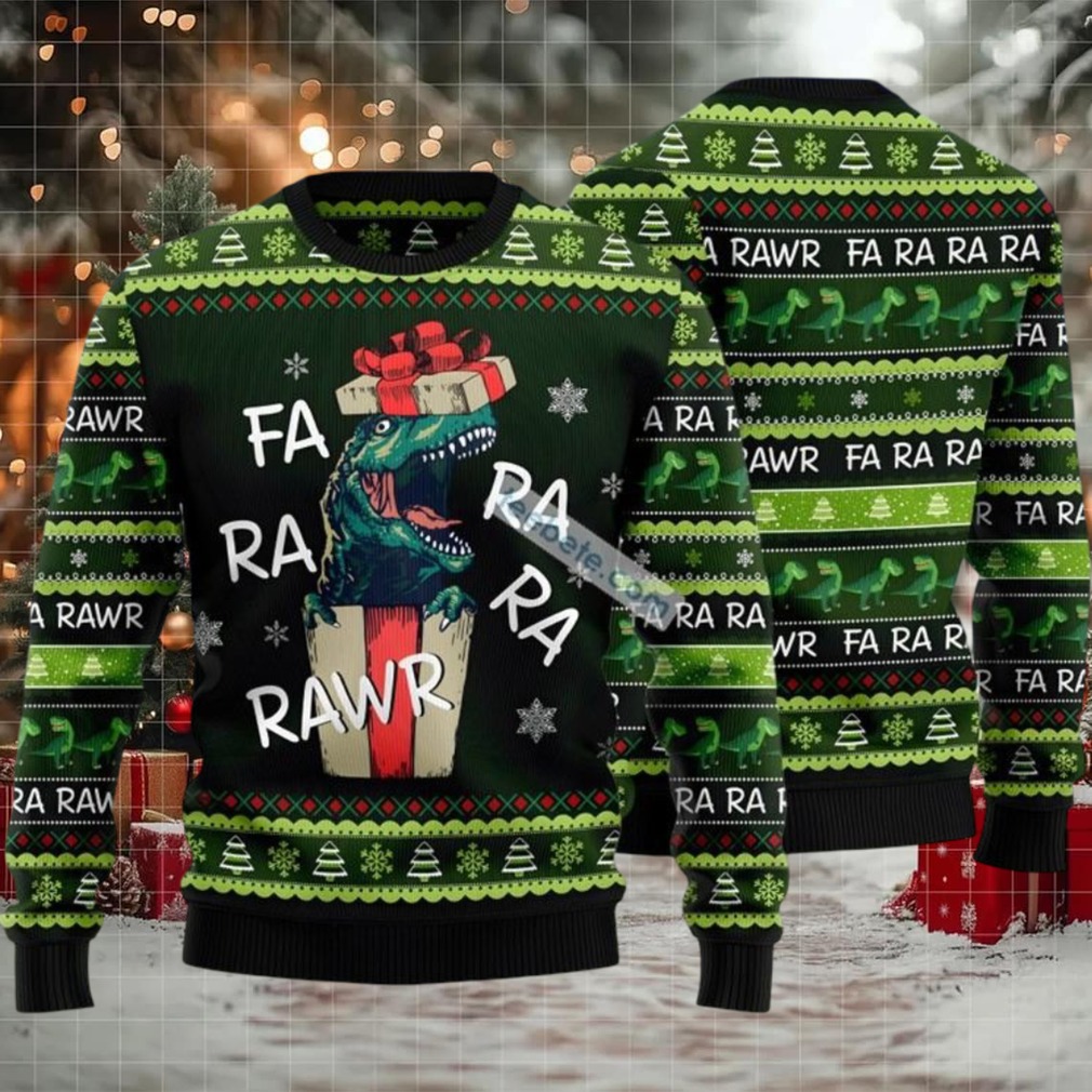 Dinosaur Gift Farararawr Ugly Christmas Sweater Big And Tall Green