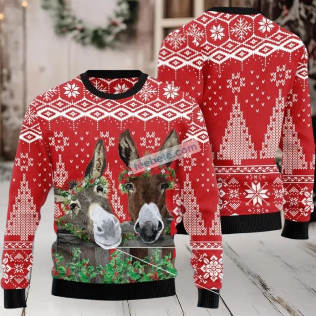 Donkey Buddies Flowers Ugly Xmas Sweater Party