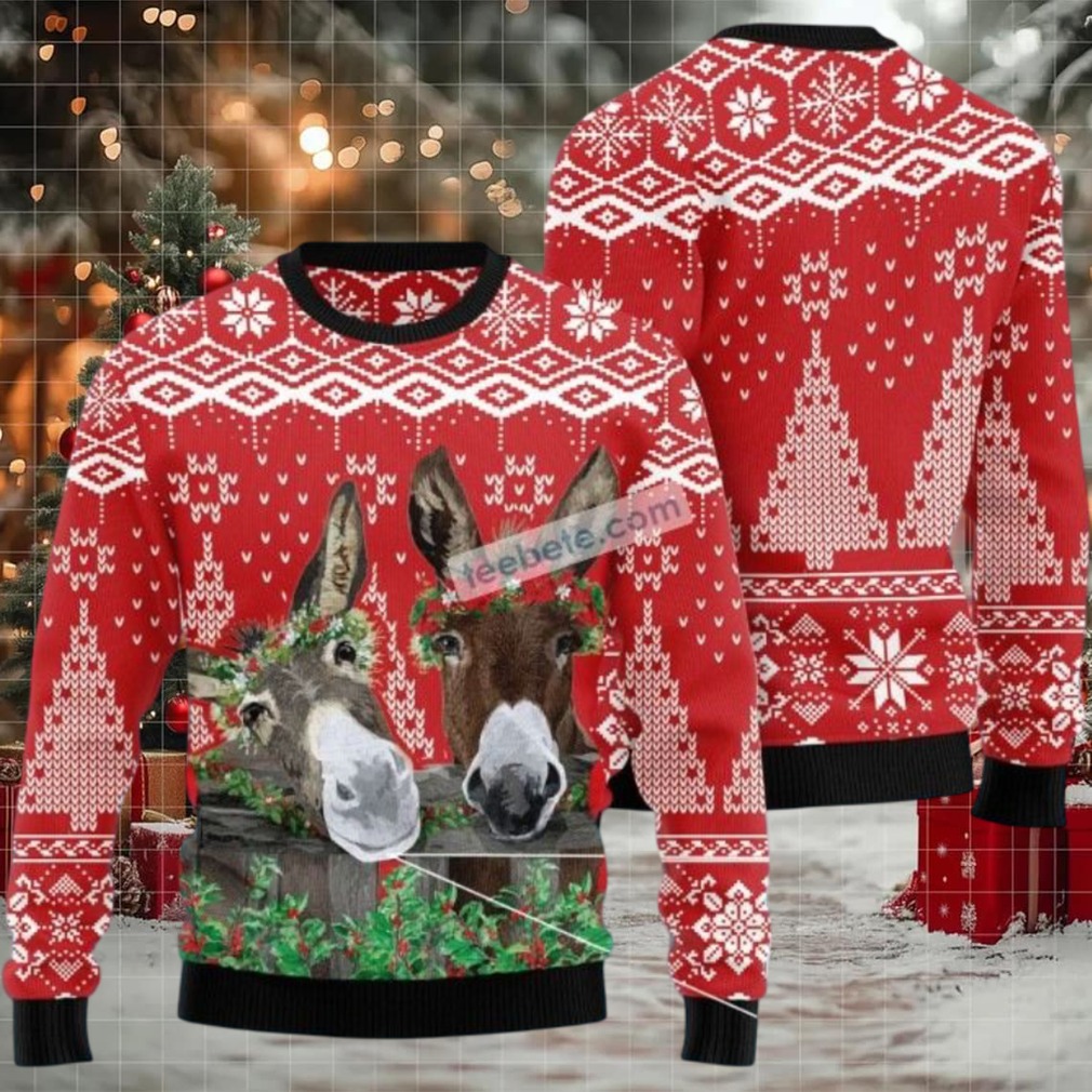 Donkey Buddies Flowers Ugly Xmas Sweater Party