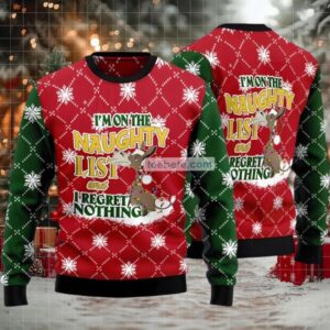 Donkey Naughty List Ugly Christmas Sweaters Couples Red Green