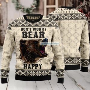 Dont Worry Bear Happy Ugly Sweaters For Christmas Ugliest Yellow