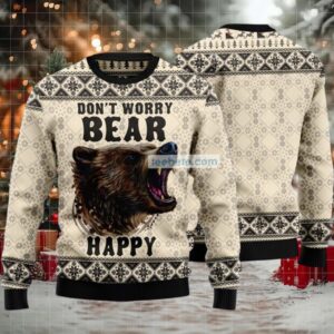 Dont Worry Bear Happy Ugly Sweaters For Christmas Ugliest Yellow