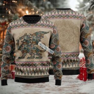 Dragon Mandala Ugly Xmas Sweater Womens