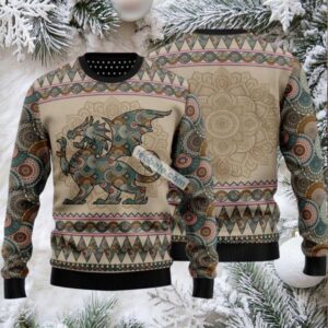 Dragon Mandala Ugly Xmas Sweater Womens