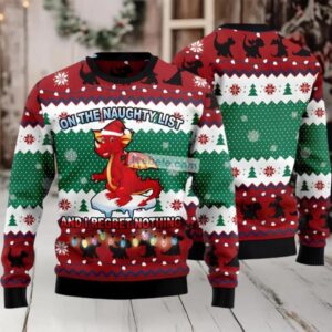 Dragon The Naughty List Ugly Christmas Sweaters Family Green Red