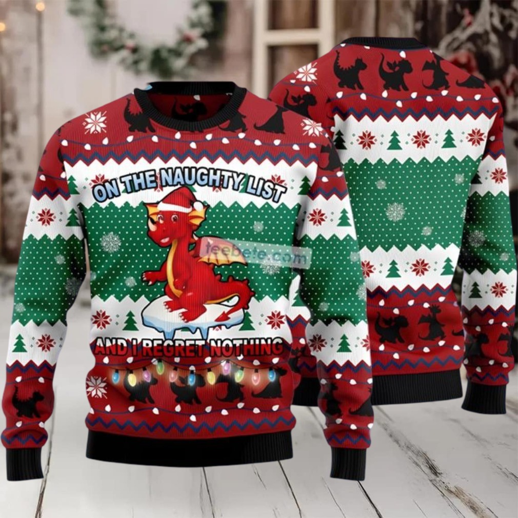 Dragon The Naughty List Ugly Christmas Sweaters Family Green Red