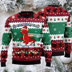 Dragon The Naughty List Ugly Christmas Sweaters Family Green Red