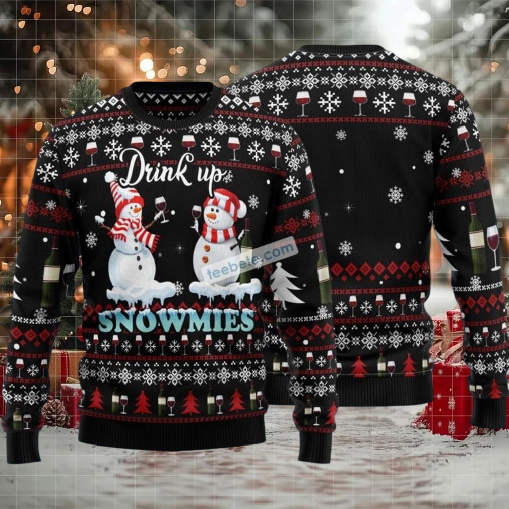 Drink Wine Snowmies Ugly Christmas Sweater Cheap Black