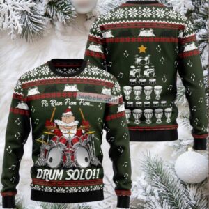 Drum Solo Santa Claus Music Ugly Christmas Sweater Most