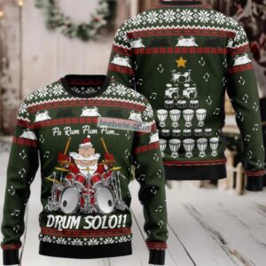 Drum Solo Santa Claus Music Ugly Christmas Sweater Most