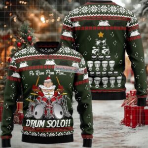 Drum Solo Santa Claus Music Ugly Christmas Sweater Most
