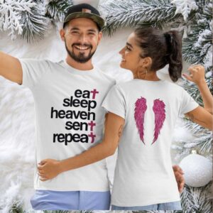 Eat sleep haven sent repeat two sided T shirt