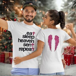 Eat sleep haven sent repeat two sided T shirt