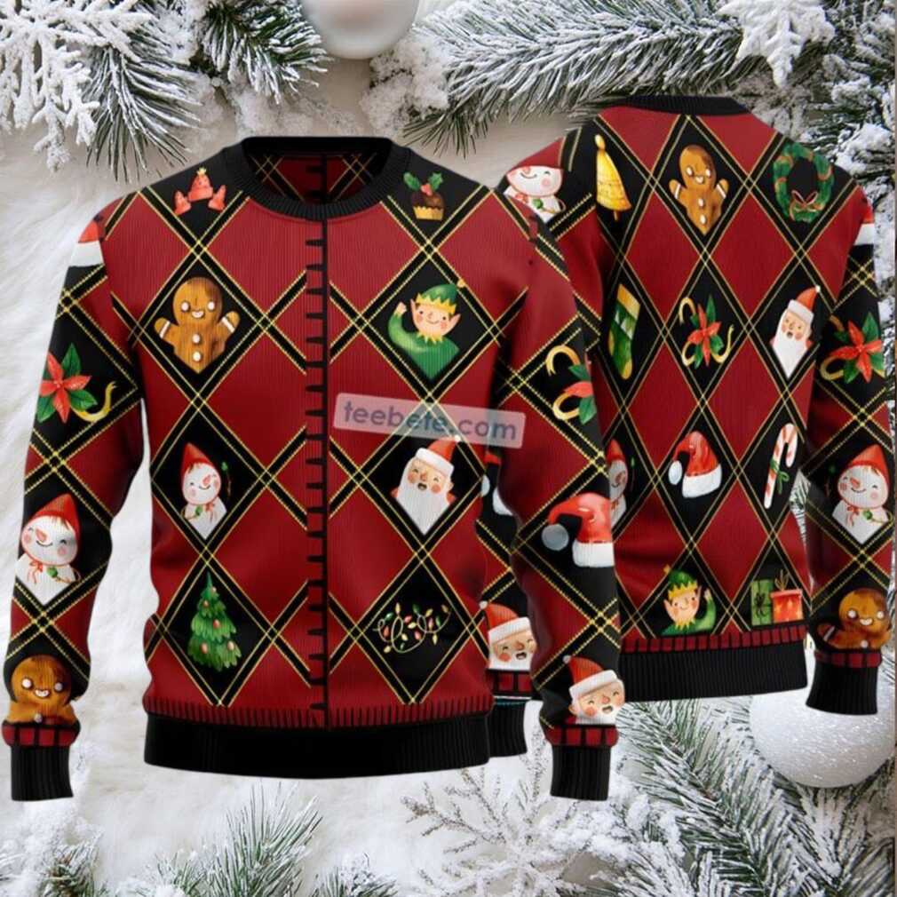 Elf Gingerbread Santa Claus Ugly Christmas Sweater Red Cheap