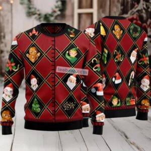 Elf Gingerbread Santa Claus Ugly Christmas Sweater Red Cheap