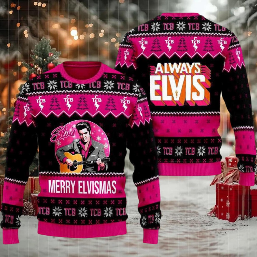 Elvis Merry Elvismas Always Elvis Ugly Christmas Sweater