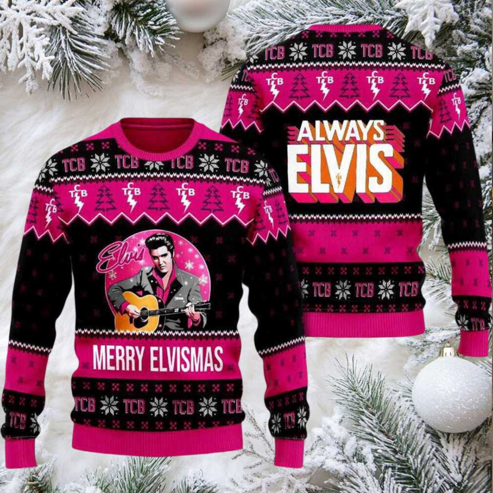 Elvis Merry Elvismas Always Elvis Ugly Christmas Sweater
