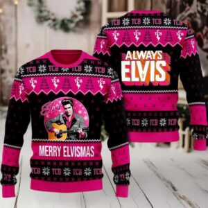 Elvis Merry Elvismas Always Elvis Ugly Christmas Sweater