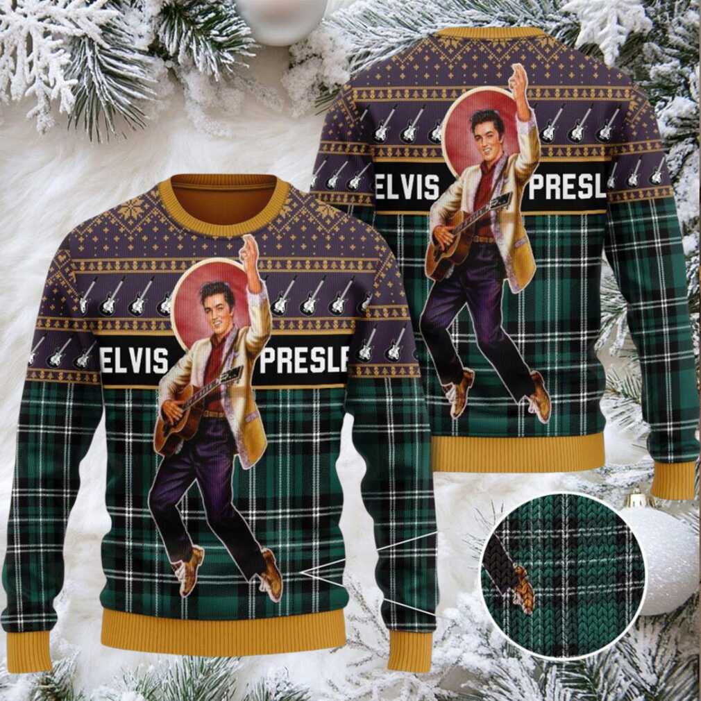 Elvis Presley Belt Buckle Sign With Rhinestone – Ugly Christmas Sweater